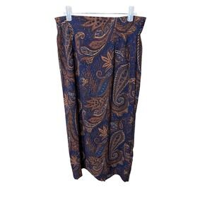 Kim Rogers Signature Paisley Maxi Pencil Skirt Blue Brown Petite 8P